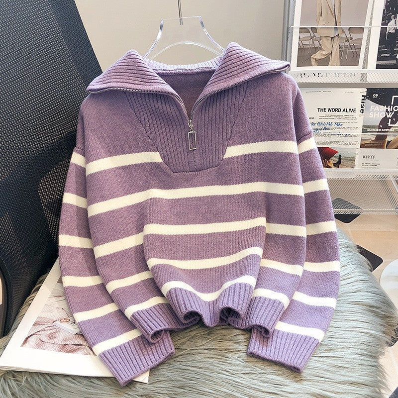 Ceathghleann - Striped Collar Sweater
