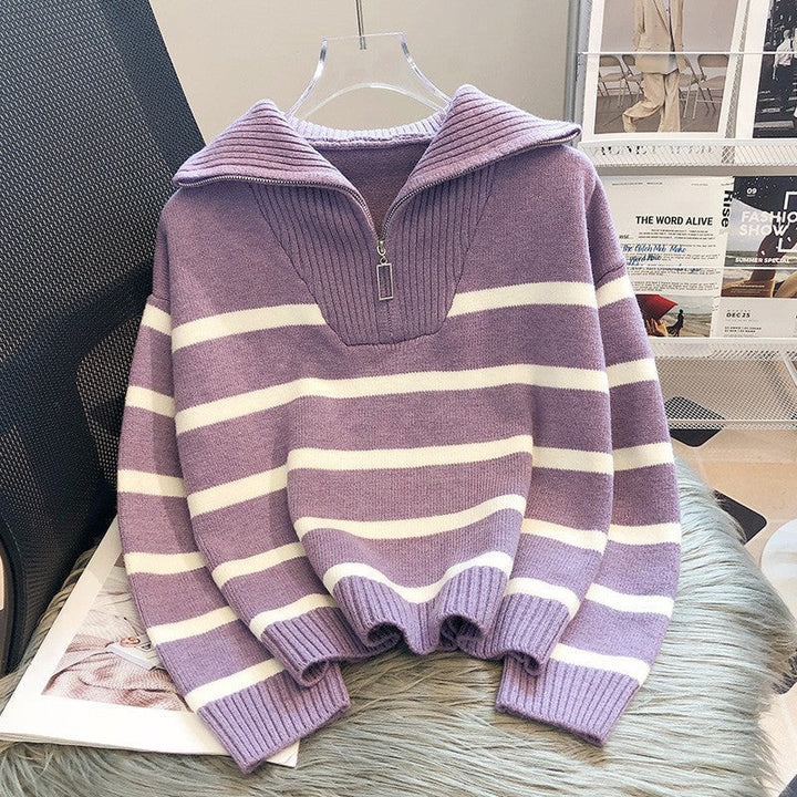 Ceathghleann - Striped Collar Sweater