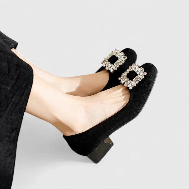 Juliane - Ballerines en Velours à Boucle Bijou