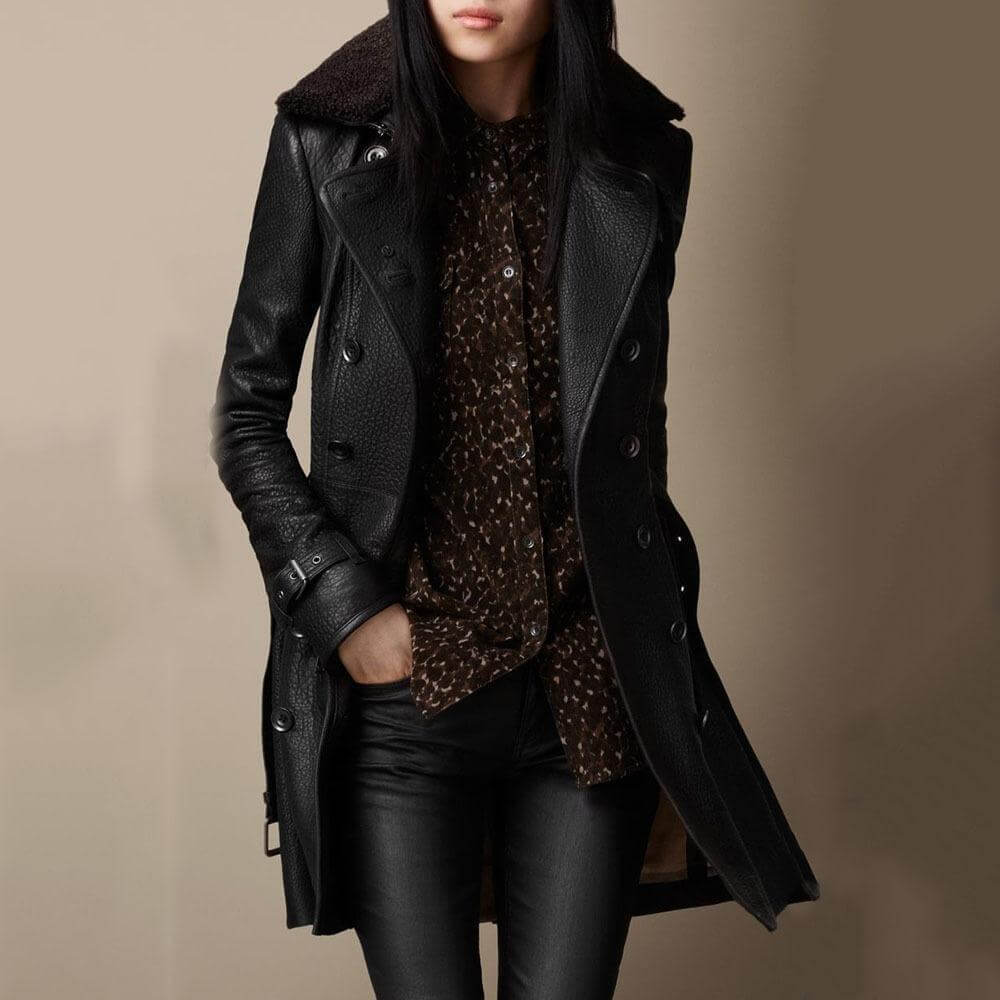 Joana - Elegant 3/4 Coat in Leather