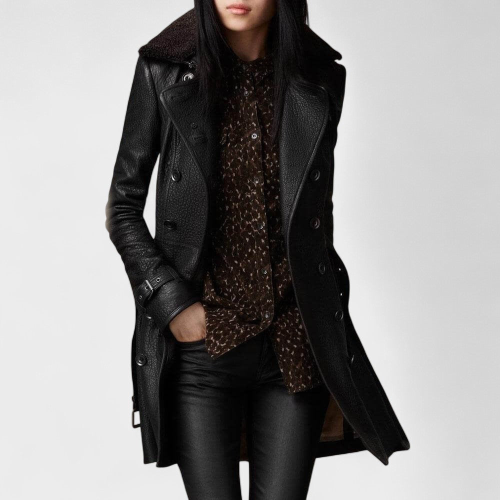 Joana - Elegant 3/4 Coat in Leather