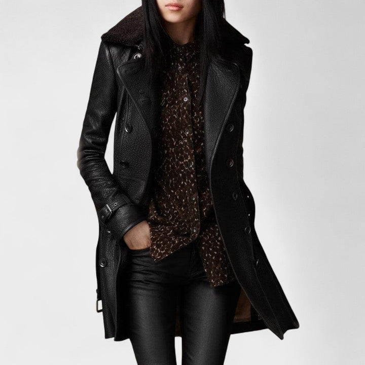 Joana - Elegant 3/4 Coat in Leather