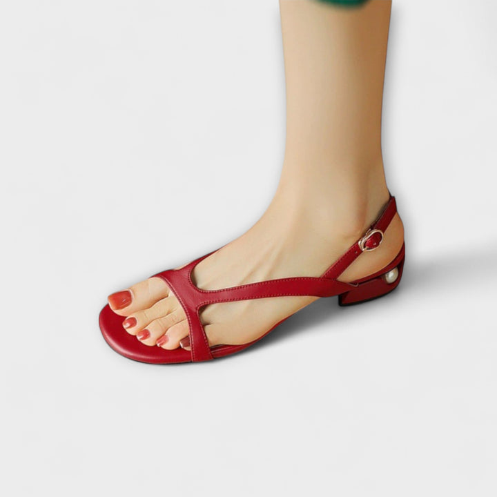 Elfrieda - Sandales Plates Rouges Élégantes