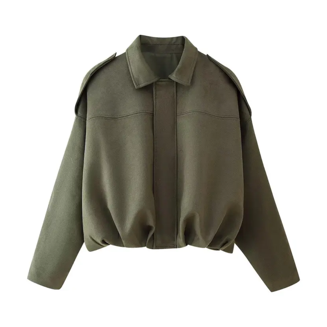 PETRA™ – Vintage Suede Epaulet Bomber Jacket