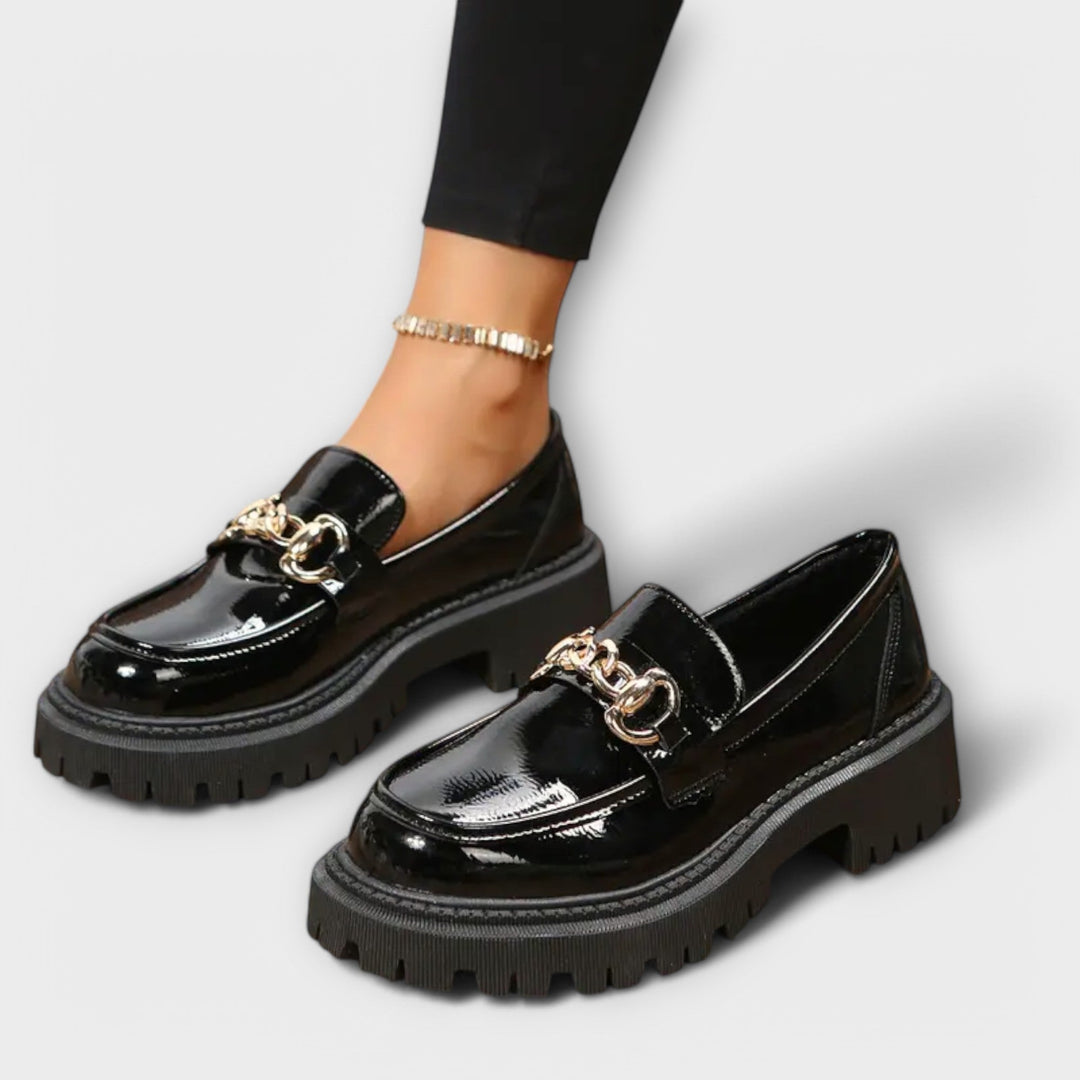 Hildrun - Mocassins Plateforme Noirs à Boucle