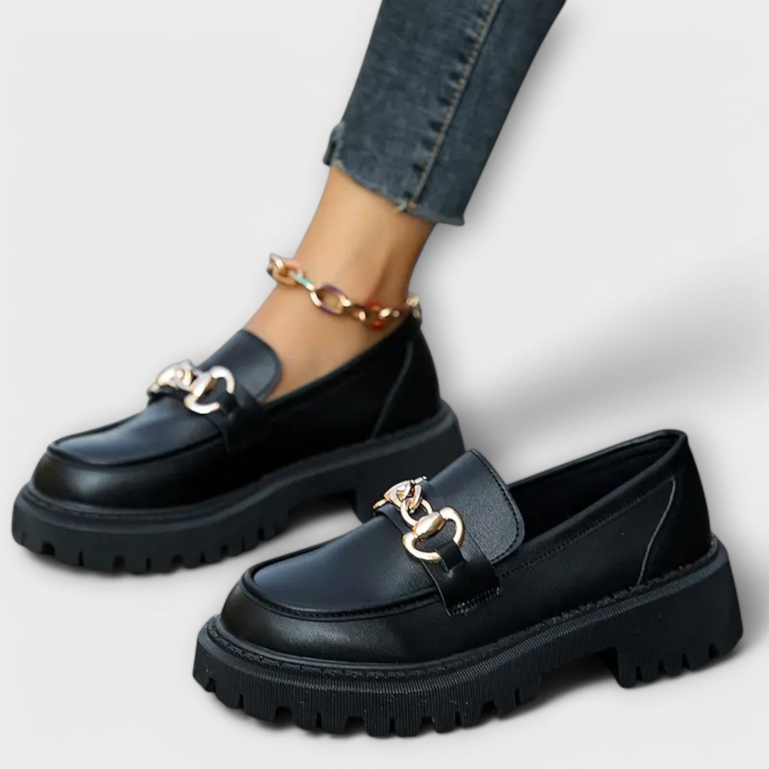 Hildrun - Mocassins Plateforme Noirs à Boucle