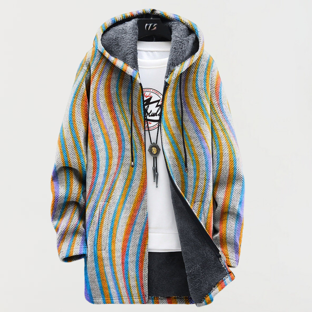 Coat with Wavy Stripes