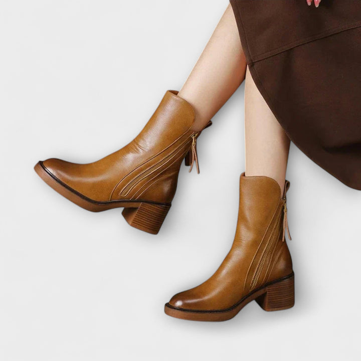 Marlene - Bottes en Cuir à Talon Carré