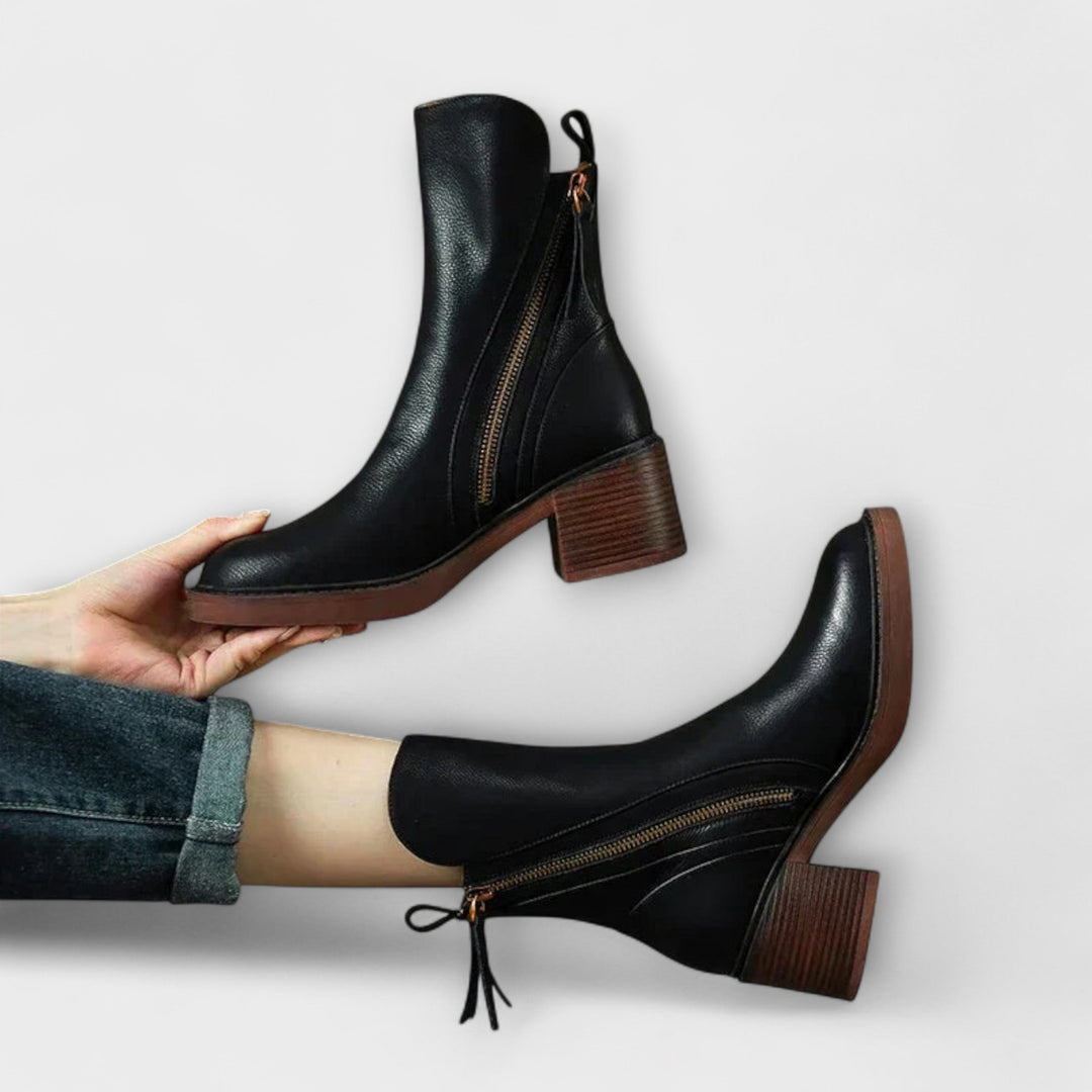 Marlene - Bottes en Cuir à Talon Carré