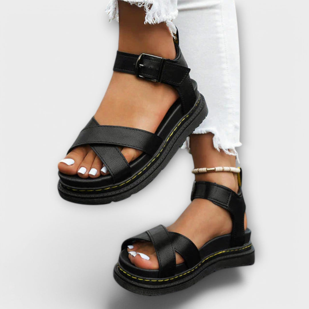 Roswitha - Sandales de Sport Plateforme Noires