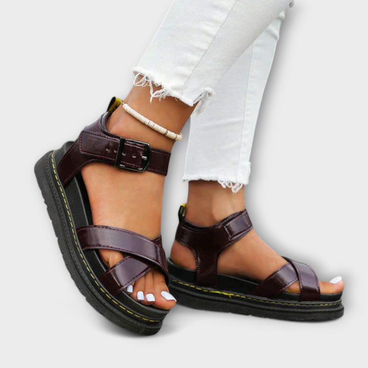 Roswitha - Sandales de Sport Plateforme Noires