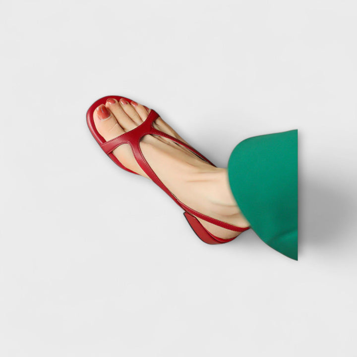 Elfrieda - Sandales Plates Rouges Élégantes