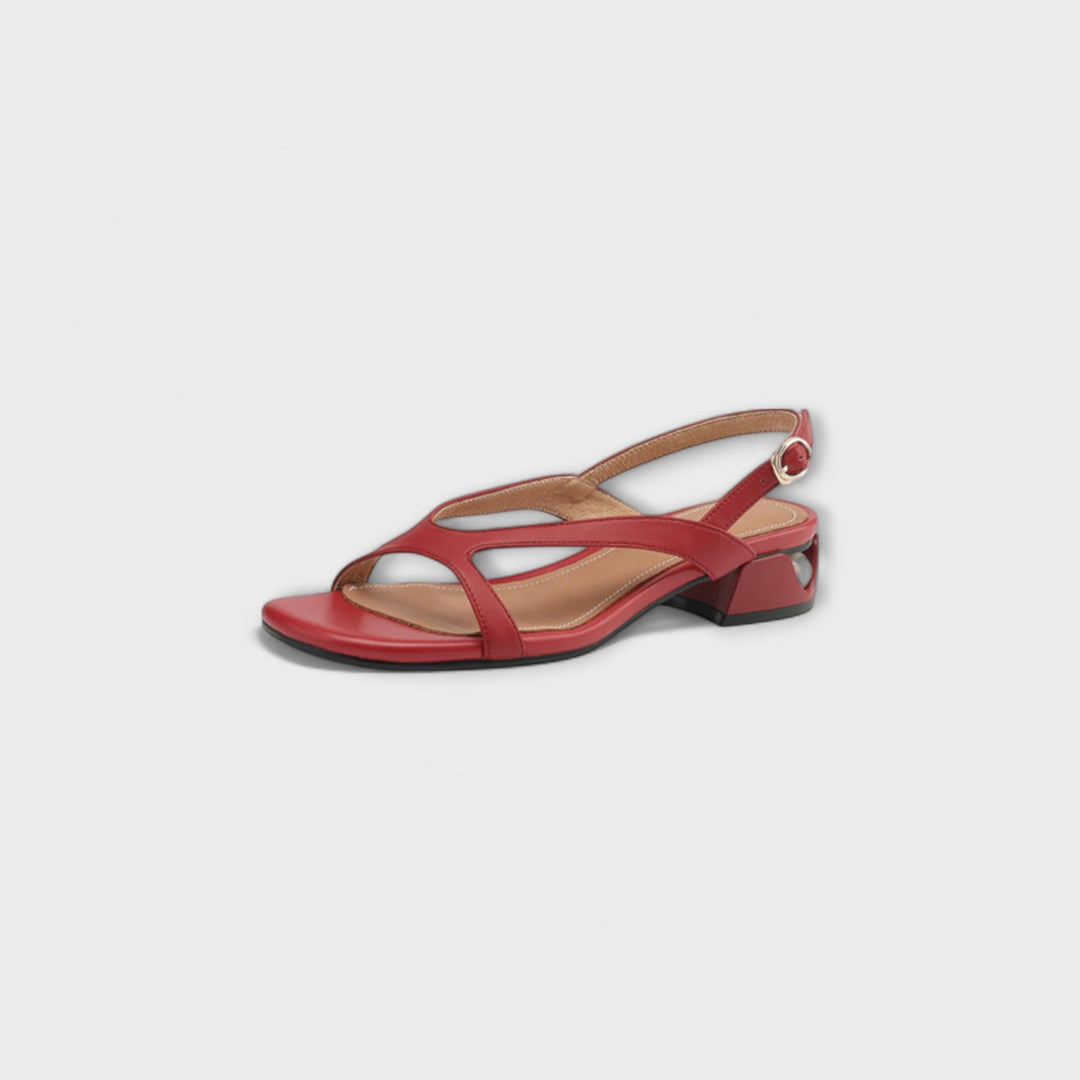 Elfrieda - Sandales Plates Rouges Élégantes