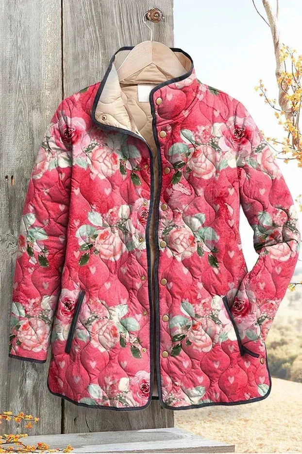 Zora – Steppjacke mit grossem Rosendruck