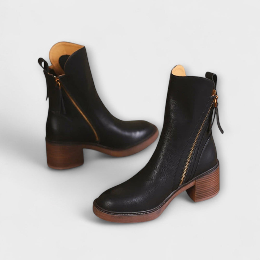 Marlene - Bottes en Cuir à Talon Carré
