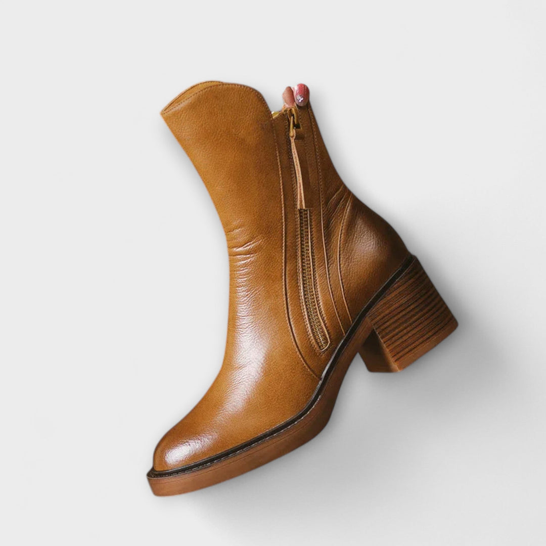 Marlene - Bottes en Cuir à Talon Carré
