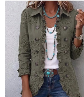 Alessandra | Veste boho-chic brodée à finitions volantées