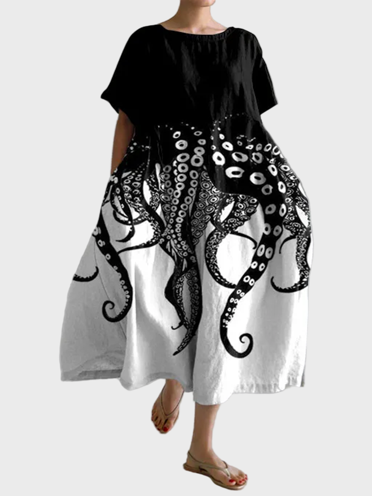 Schwarz-weisses Kraken-Kleid