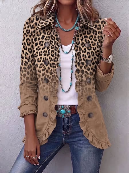 Donatella | Veste léopard vintage dégradée à volants