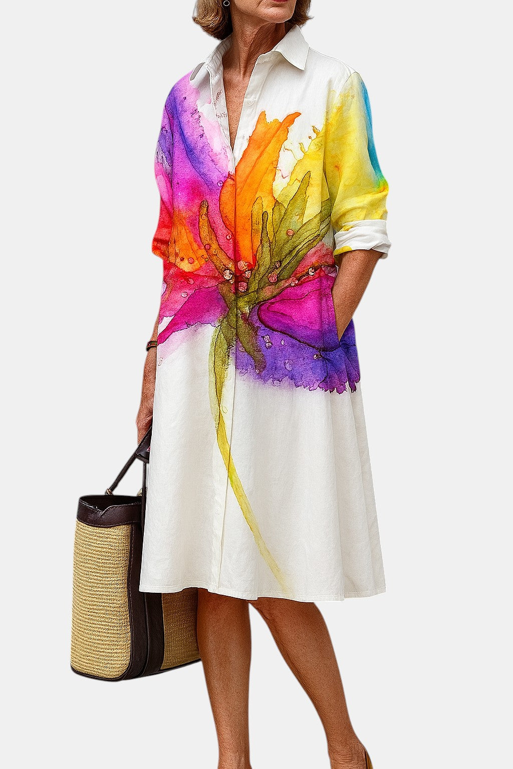 Lydia | Robe Midi Élégante et Décontractée