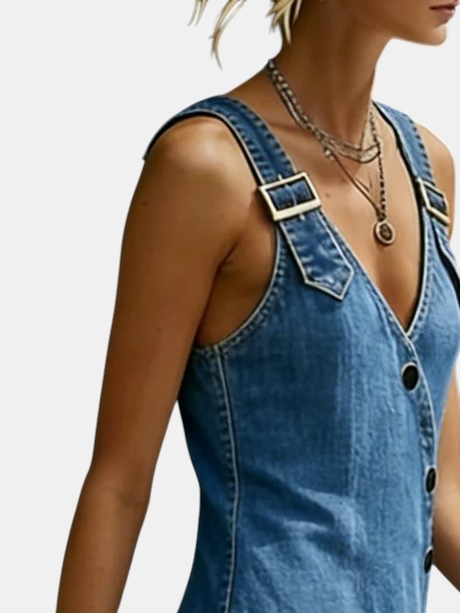 Vera | Robe longue en denim avec boutons