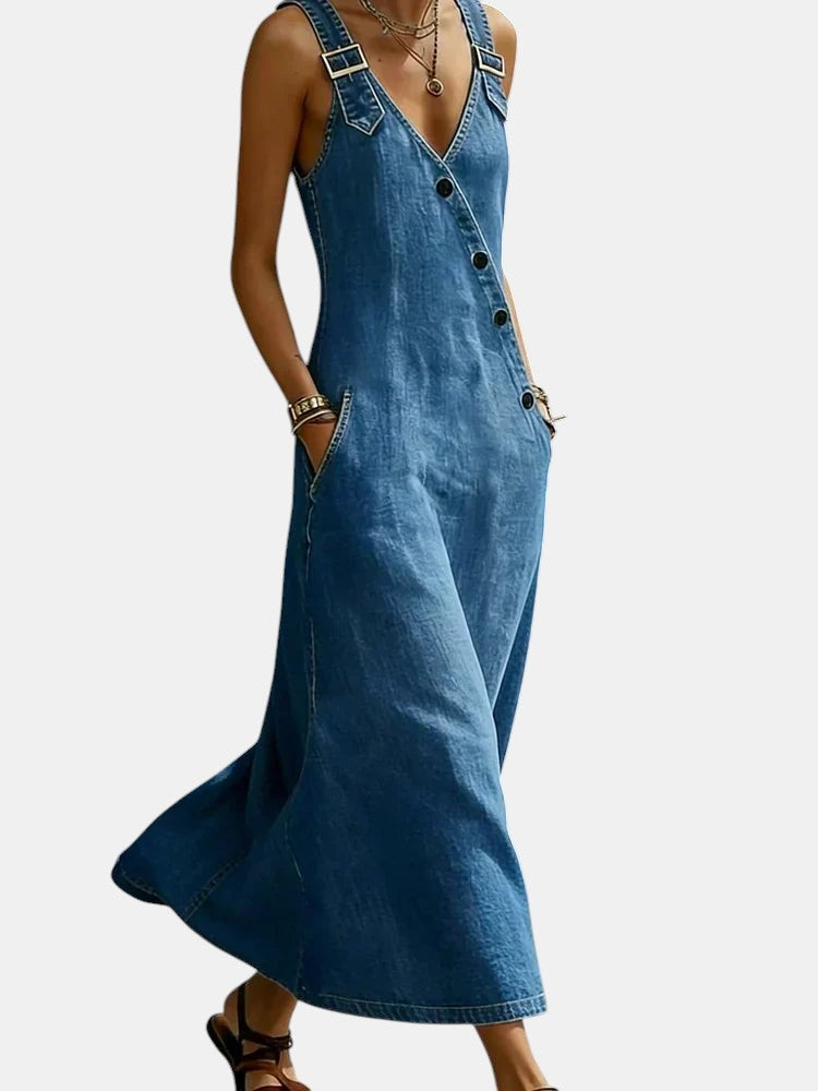 Vera | Robe longue en denim avec boutons