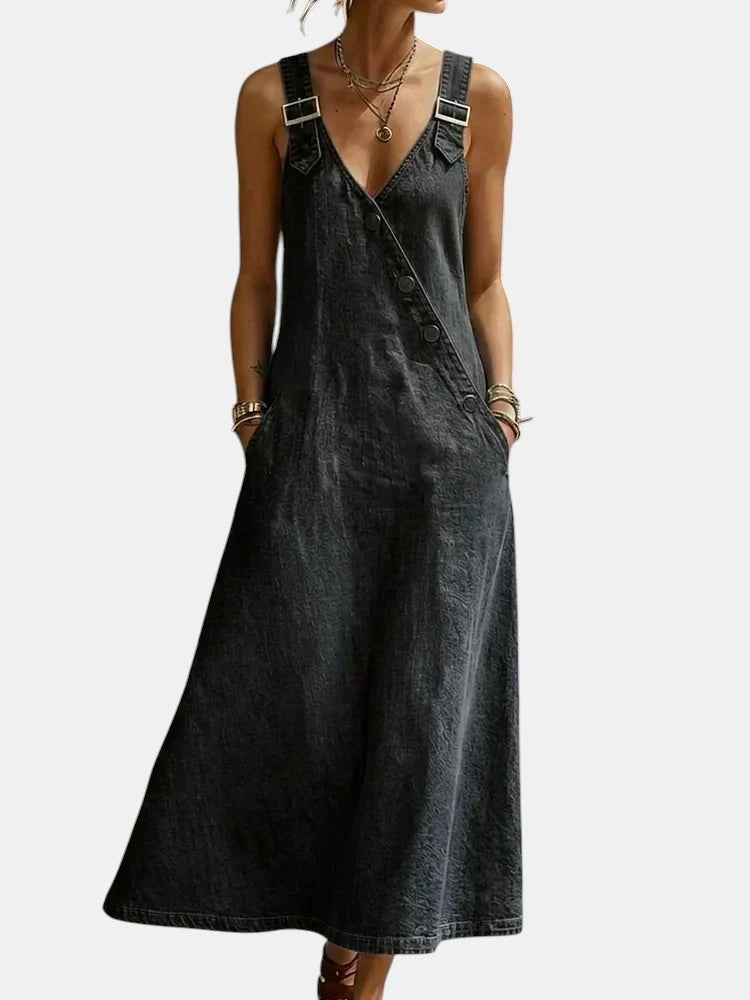 Vera | Robe longue en denim avec boutons