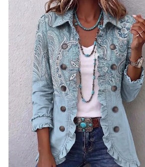 Emilia | Veste paisley vintage à volants