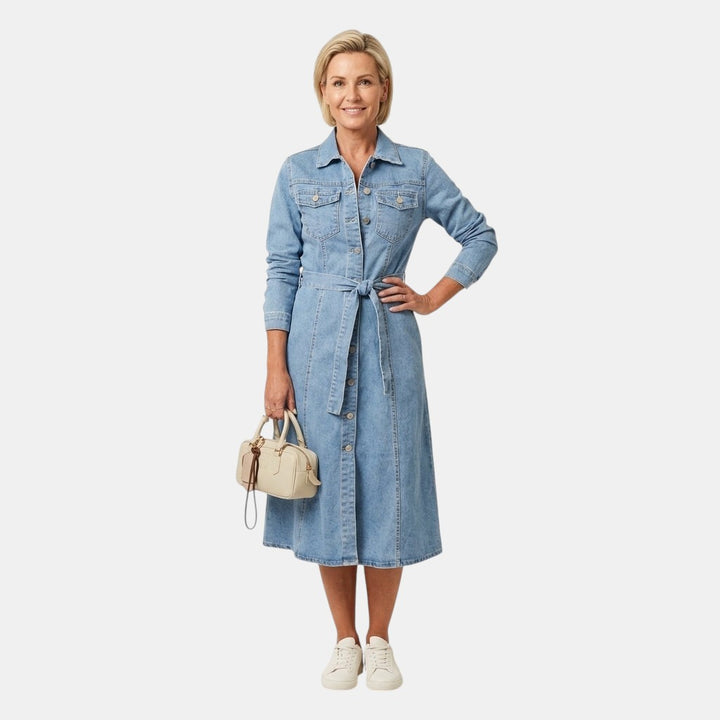 Maribell | Robe Maxi en Denim à Manches Longues