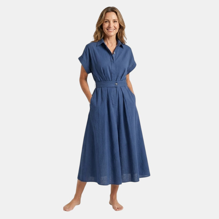 Melody | Robe Midi en Jean à Boutons et Ceinture