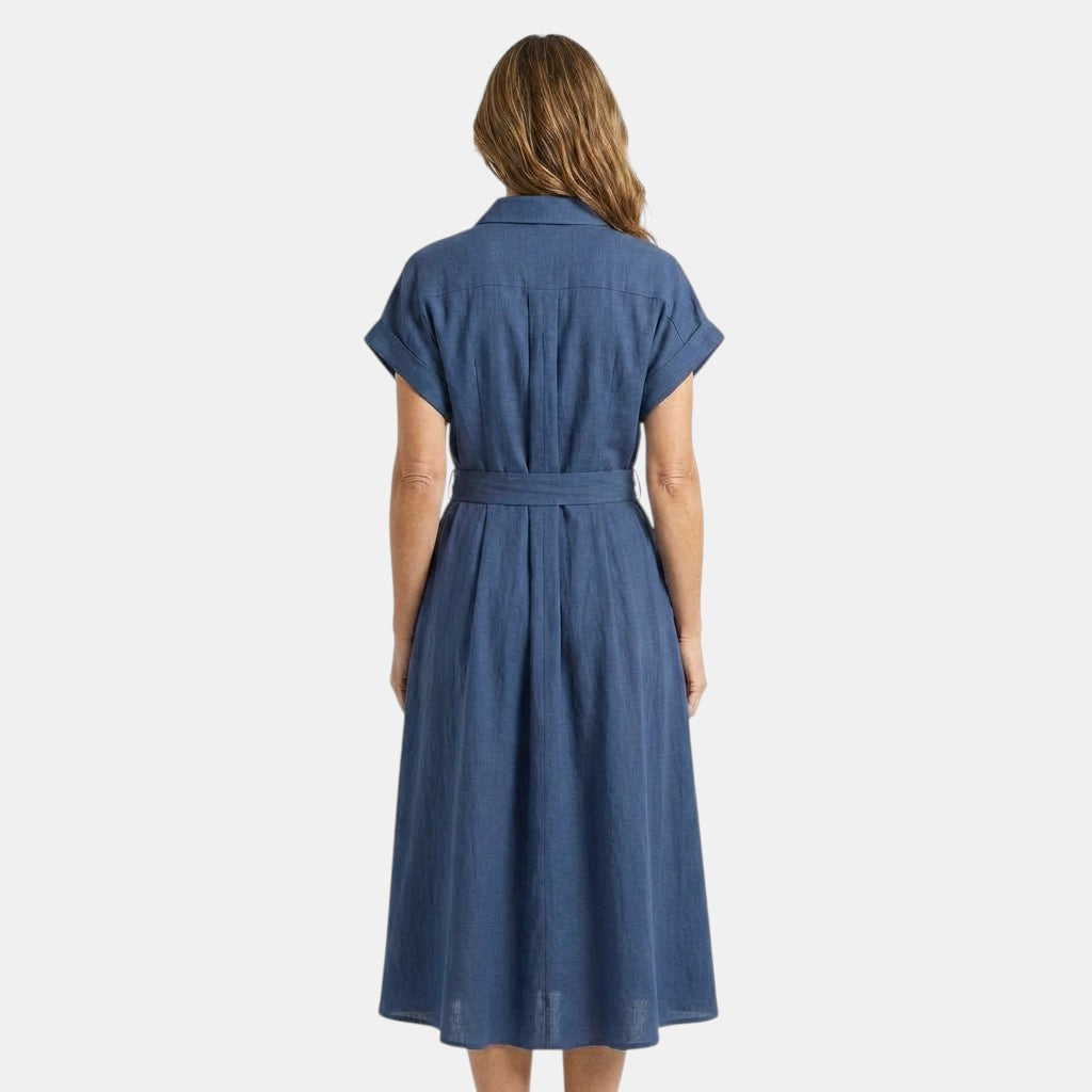 Melody | Robe Midi en Jean à Boutons et Ceinture