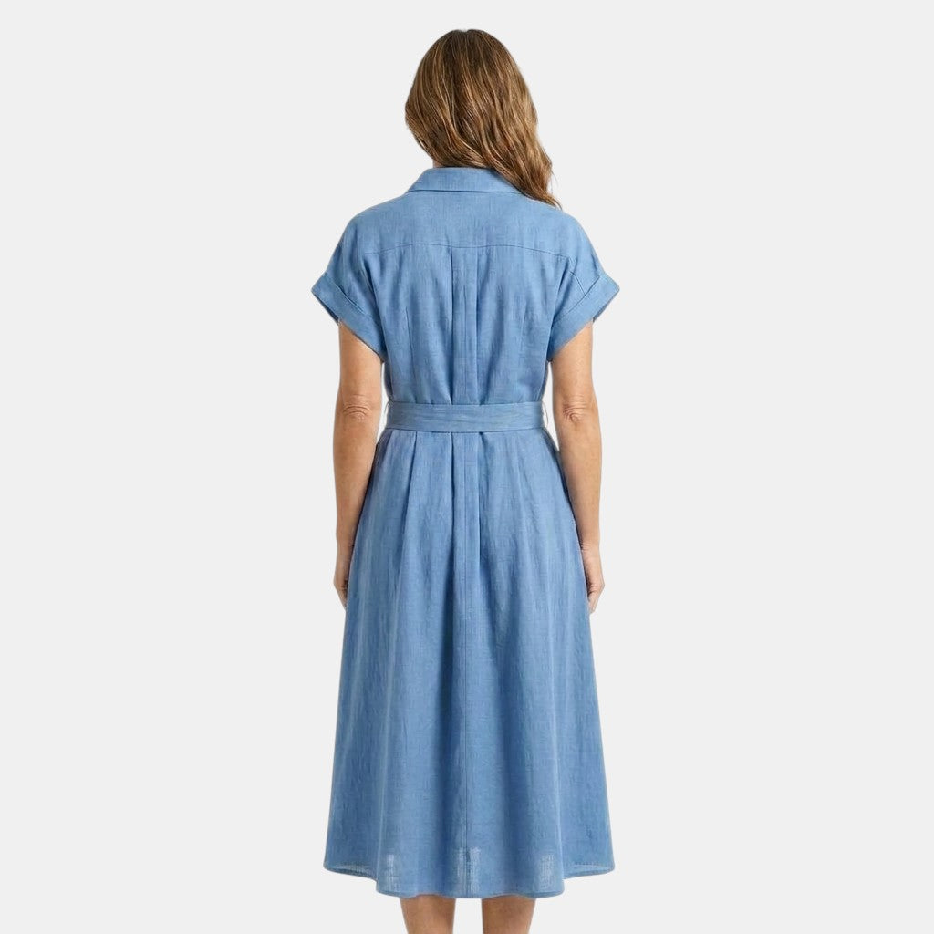 Melody | Robe Midi en Jean à Boutons et Ceinture