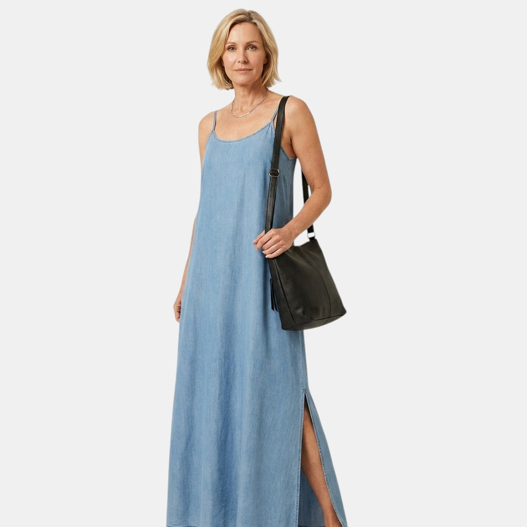 Azure | Robe Maxi en Denim avec Fente Latérale