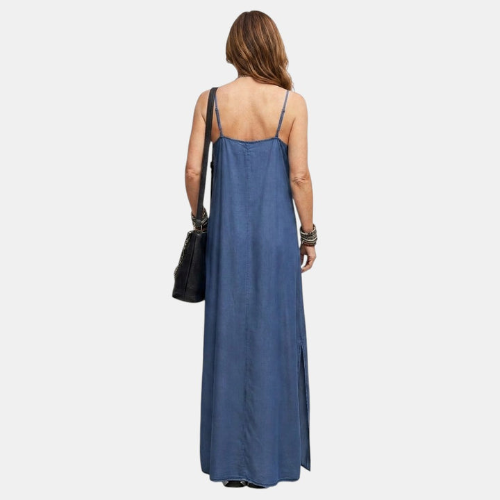 Azure | Robe Maxi en Denim avec Fente Latérale