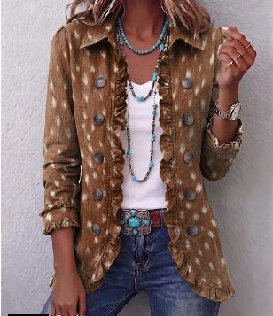 Ilenia | Veste bohème imprimé animalier à volants