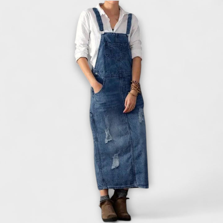 Abigail - Vintage-Jeanslatzhose im Used-Look