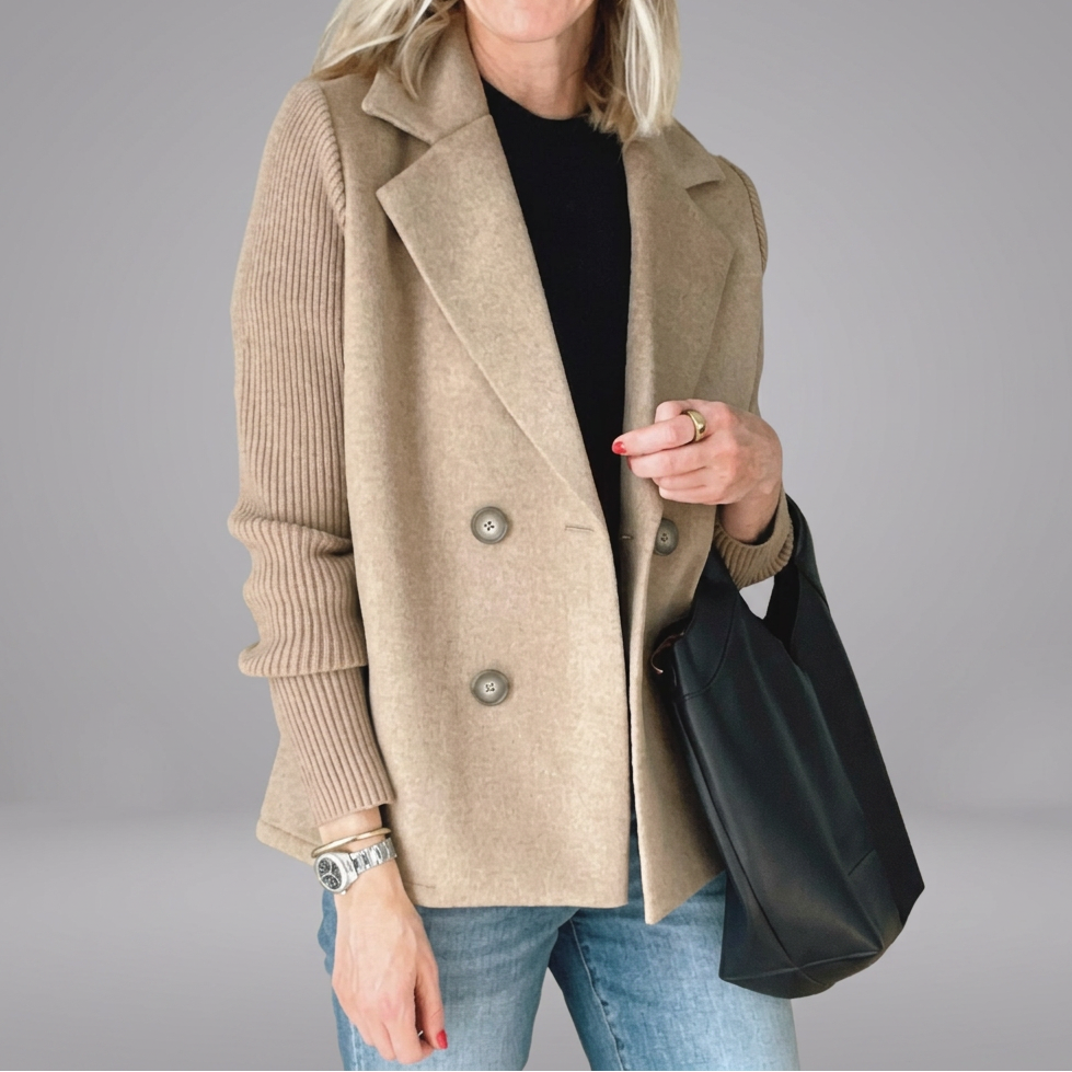 SORELLE™ - Elegant Knit-Sleeve Blazer