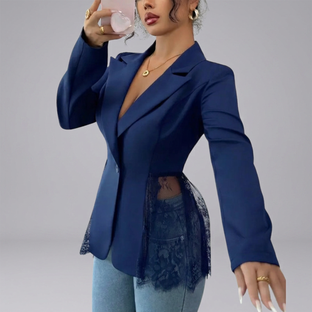 RAFAELA™ – Modern Lace-Trim Structured Blazer