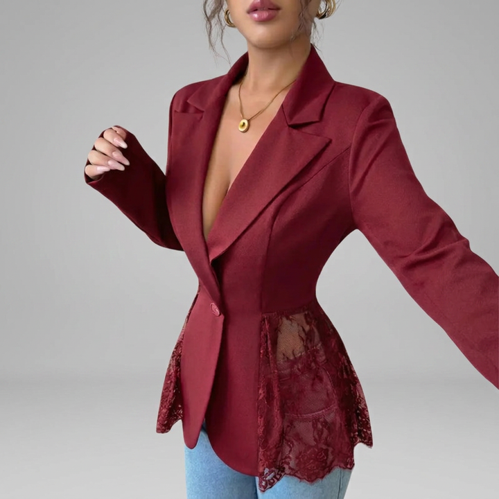 RAFAELA™ – Modern Lace-Trim Structured Blazer