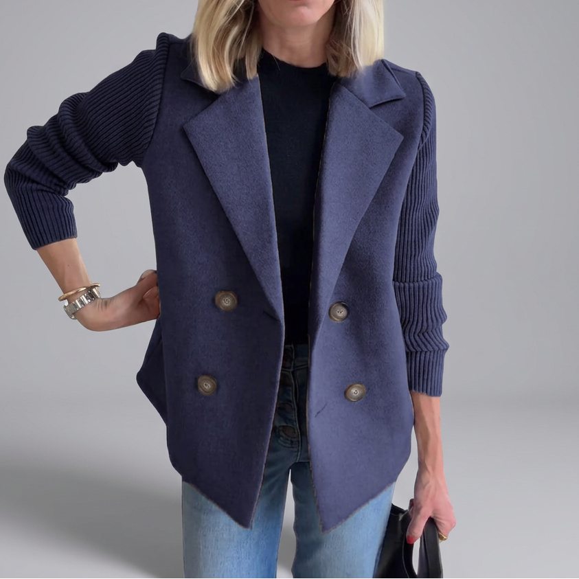 SORELLE™ - Elegant Knit-Sleeve Blazer