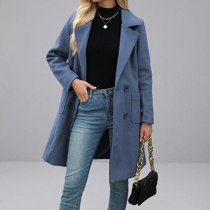 CORDETTE™ – Double-Breasted Wool Blend Mid-Long Coat