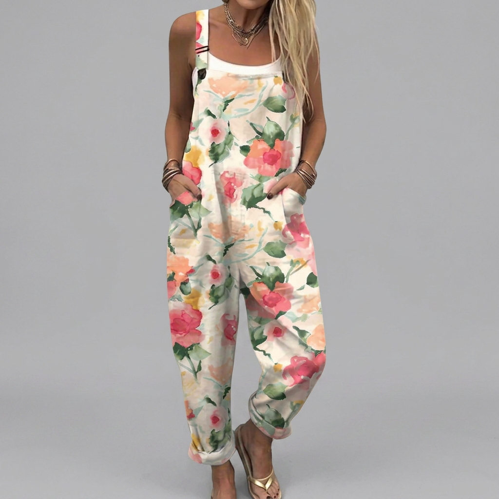 Eimear - Romantic dungarees with watercolor print