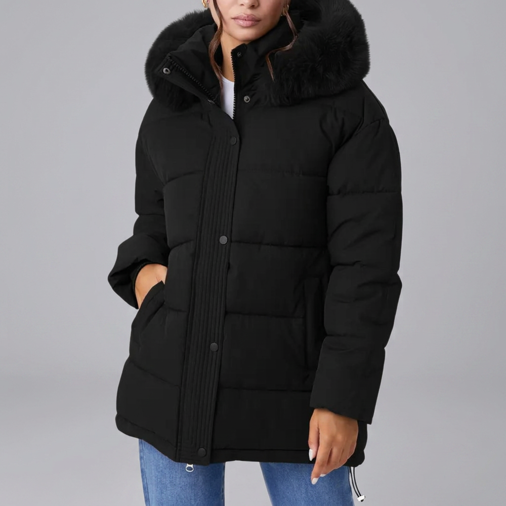 ZELARA™ – Fluffy Fur Collar Thermal Coat