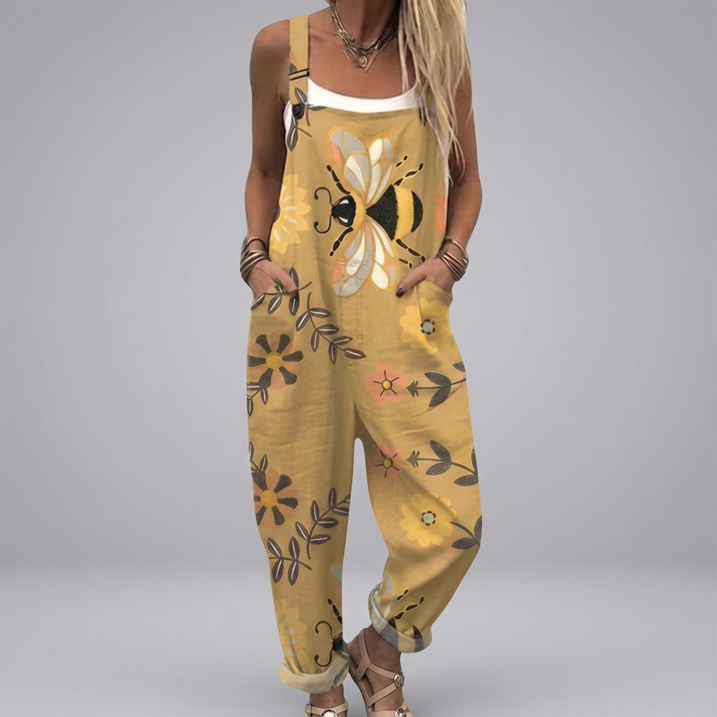 Riona - vintage floral dungarees with bees
