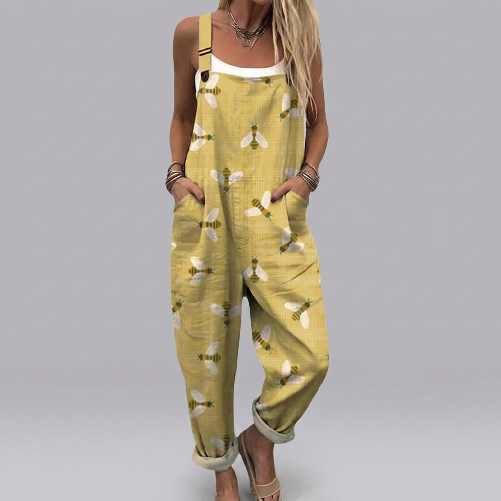 Roisin - Vintage dragonfly print dungarees