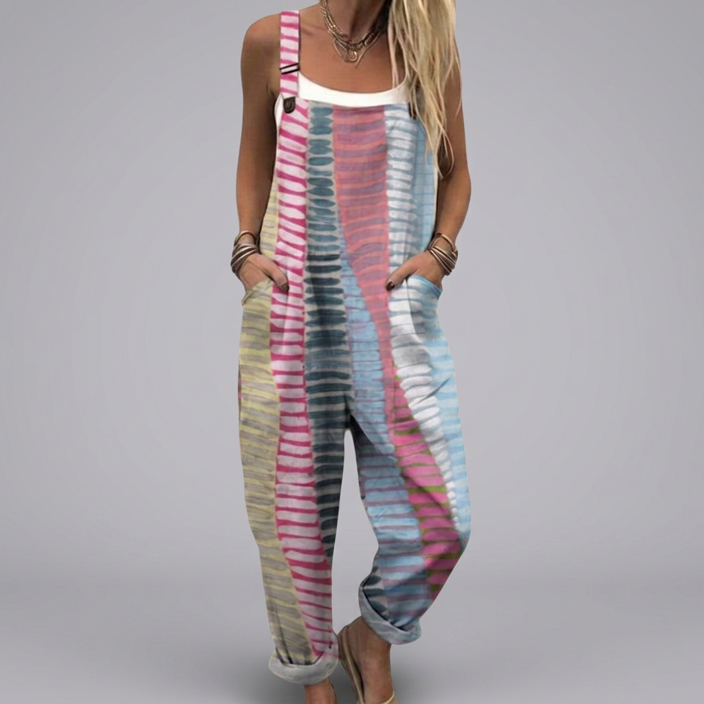 Sofía - Multicolored striped dungarees