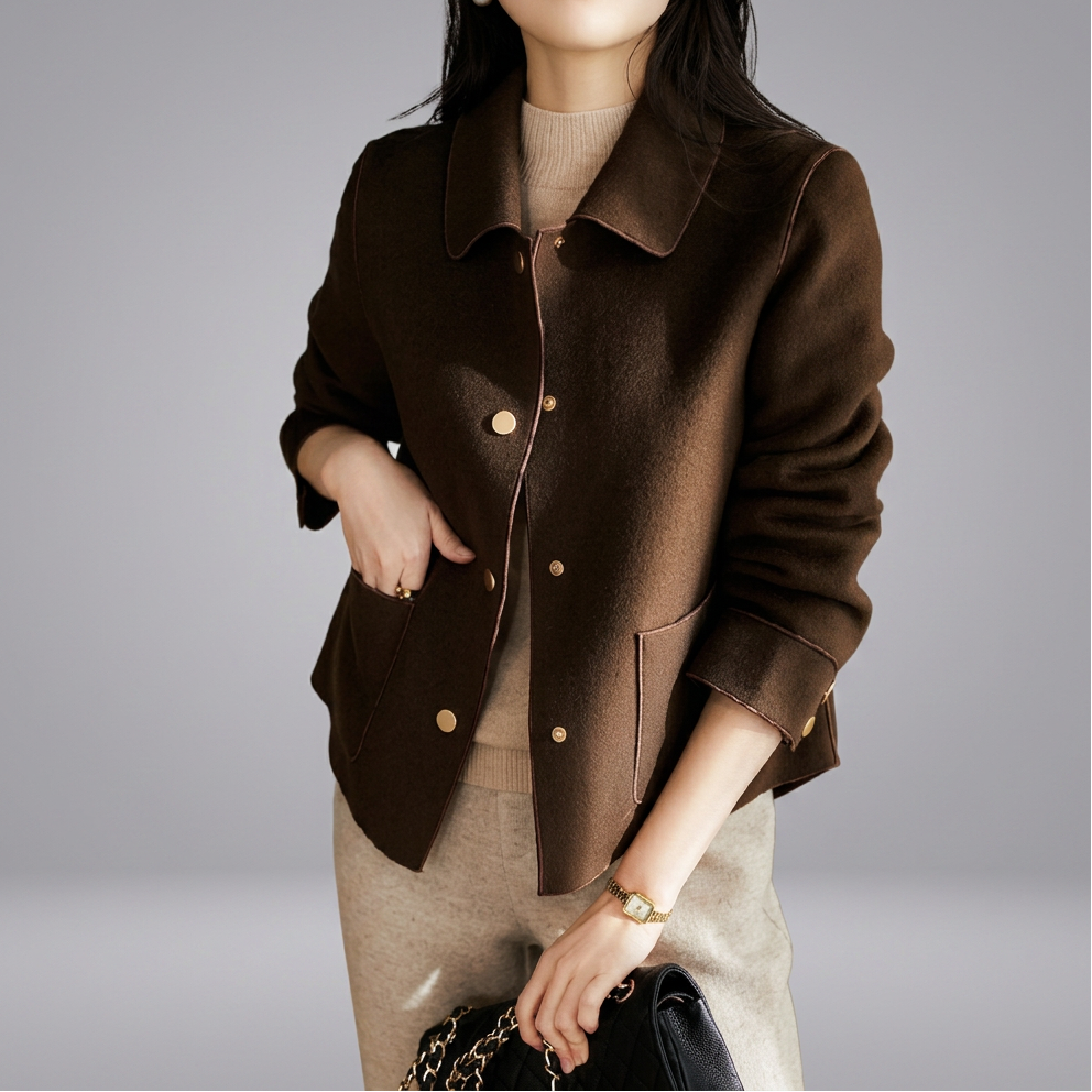 OVIDIA™ - Classy Button Front Long Sleeve Collared Blazer