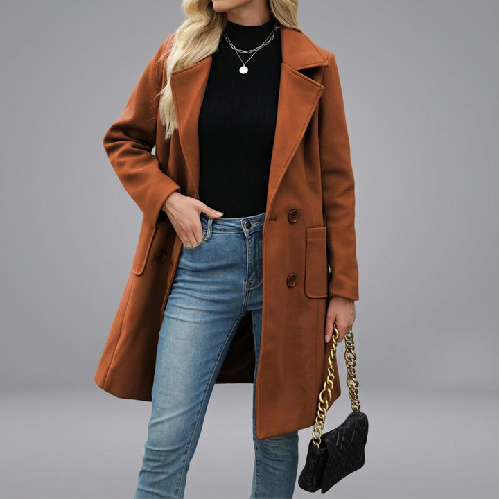 CORDETTE™ – Double-Breasted Wool Blend Mid-Long Coat