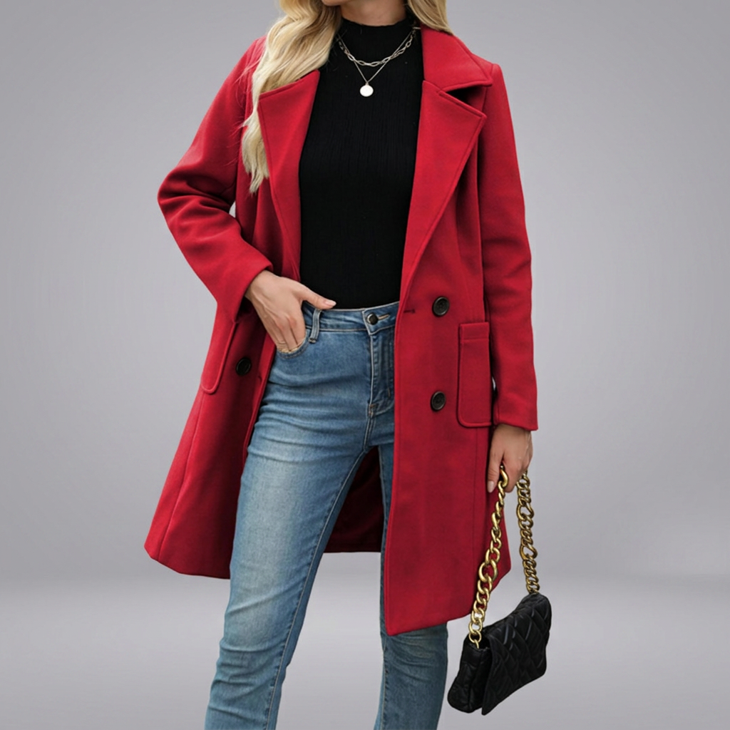 CORDETTE™ – Double-Breasted Wool Blend Mid-Long Coat