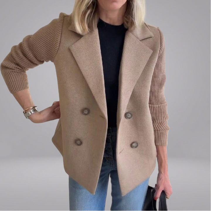 SORELLE™ - Elegant Knit-Sleeve Blazer